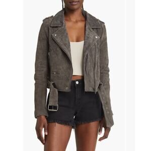 BLANKNYC Gray Suede Moto Jacket Size XS